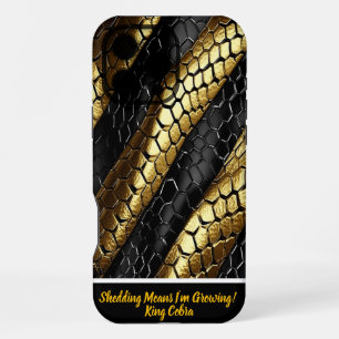 Zwart en goud snake skin design iPhone 16 pro max hoesje