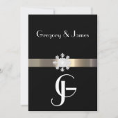 Zwart en Goud Sneeuwvlok Bruiloft Uitnodiging (Voorkant)
