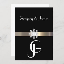 Zwart en Goud Sneeuwvlok Bruiloft Uitnodiging