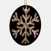 Zwart en Goud Sneeuwvlok Elegante Kerstmis Keramisch Ornament (Rechts)