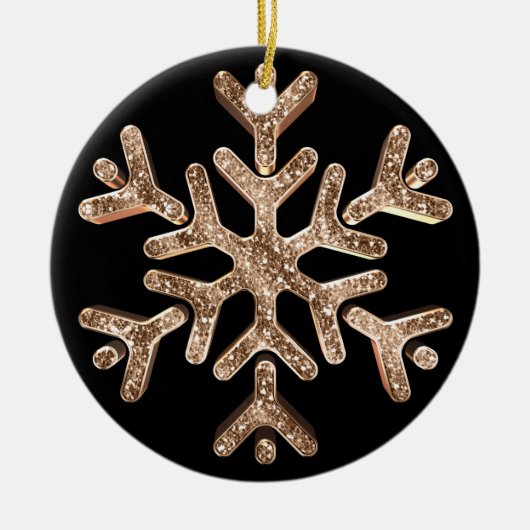 Zwart en Goud Sneeuwvlok Elegante Kerstmis Keramisch Ornament (Voorkant)