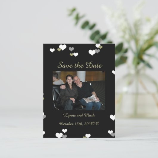 Zwart en goud sparen de Datum Aankondigingskaart (Staand voorkant)