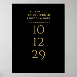 Zwart En Goud Speciale Datum Trouw Welkomstbord Poster