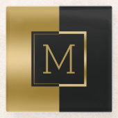 Zwart en goud split-screen glazen onderzetter (Voorkant)