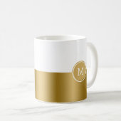 Zwart en goud split-screen monogram koffiemok (Voorkant rechts)