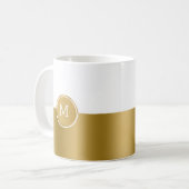 Zwart en goud split-screen monogram koffiemok (Voorkant links)