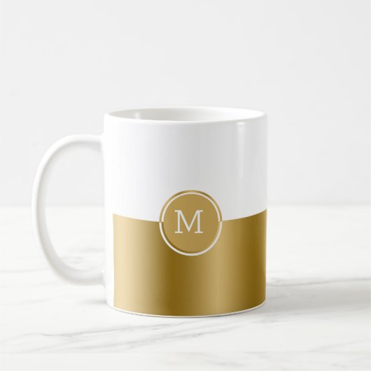 Zwart en goud split-screen monogram koffiemok (Links)