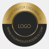 Zwart en goud split screen ronde sticker (Voorkant)