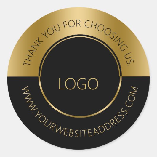 Zwart en goud split screen ronde sticker (Voorkant)