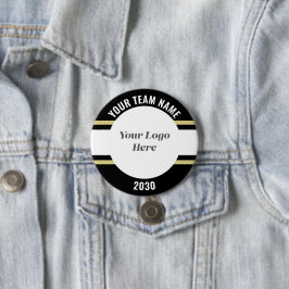 Zwart en Goud Sport Team Logo Gepersonaliseerde Na Ronde Button 7,6 Cm