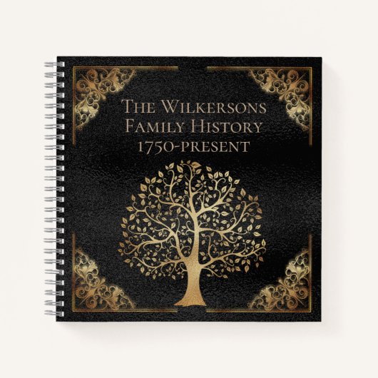  zwart en goud stamboom genealogie notitieboek (Voorkant)