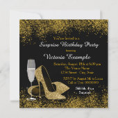 Zwart en goud stappen in 50 verjaardagsfeestje kaart (Achterkant)