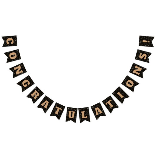 Zwart en Goud Sterren Afstuderen Bunting banner (Alle)