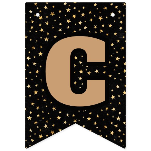 Zwart en Goud Sterren Afstuderen Bunting banner (Eerste vlag)