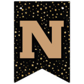 Zwart en Goud Sterren Afstuderen Bunting banner (Derde vlag)