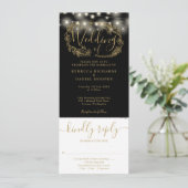 Zwart en goud string lichten allemaal in een bruil kaart (Staand voorkant)