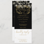 Zwart en goud string lichten allemaal in een bruil kaart (Voorkant / Achterkant)