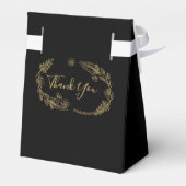 Zwart en goud string lichten bloemenbruiloft bedankdoosjes (Achterkant)