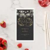 Zwart en goud string lichten bloemenbruiloft servet (Insitu)