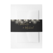 Zwart en goud String Lights Signature Script Uitnodigingen Wikkel (Voorkant Voorbeeld)
