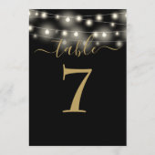 Zwart en goud String Lights Tafelnummer (Achterkant)