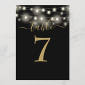 Zwart en goud String Lights Tafelnummer (Voorkant)