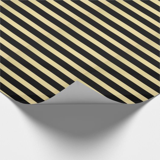 Zwart en goud - Striped Patroon Cadeaupapier (Hoek)