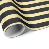 Zwart en goud - Striped Patroon Cadeaupapier (Rol Hoek)