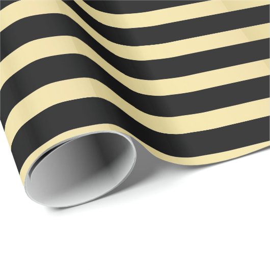 Zwart en goud - Striped Patroon Cadeaupapier (Rol Hoek)
