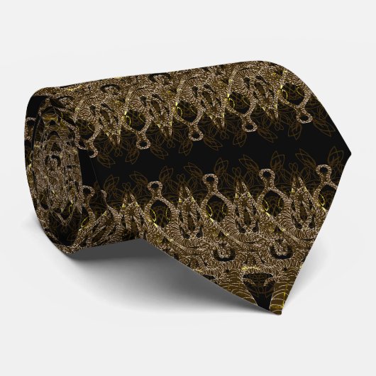 Zwart en Goud Stropdas - Kies uw kleuren (Opgerold)
