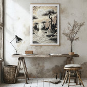 Zwart en goud Surreal Landscape Art Poster