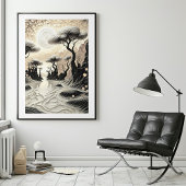 Zwart en goud Surreal Landscape Art Poster