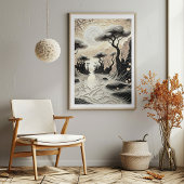 Zwart en goud Surreal Landscape Art Poster
