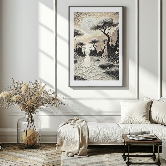 Zwart en goud Surreal Landscape Art Poster