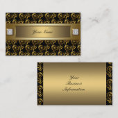 Zwart en goud swirls elegant visitekaartje (Voorkant / Achterkant)