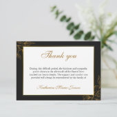 Zwart en goud sympathie Voorbeelden na begrafenis Bedankkaart (Staand voorkant)