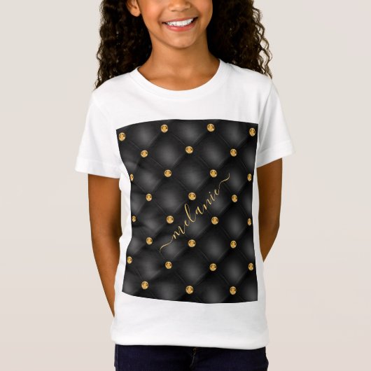 Zwart en Goud T-shirt met aangepaste naam (Voorkant)
