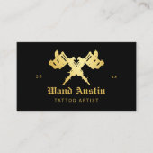 Zwart en Goud Tattoo Machine Tattoo Artiest Visitekaartje (Voorkant)