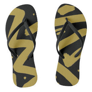 Zwart en Goud  Teenslippers