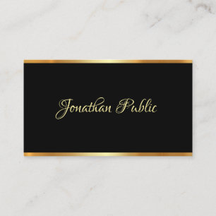 Zwart En Goud Template Professioneel Schrift Moder Visitekaartje