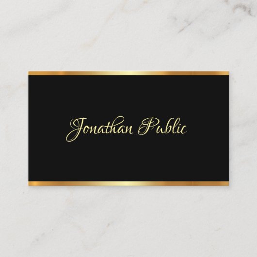 Zwart En Goud Template Professioneel Schrift Moder Visitekaartje (Voorkant)