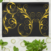 Zwart en goud theedoek (Gevouwen)