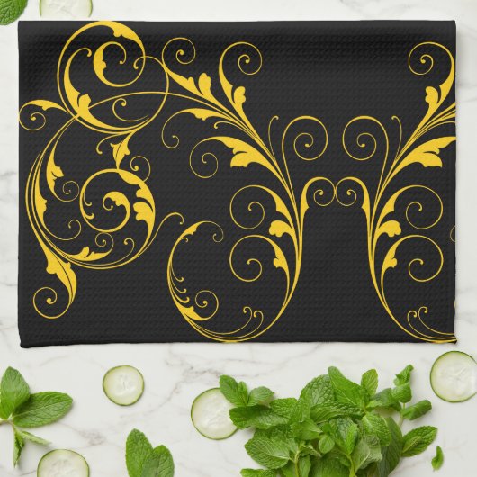 Zwart en goud theedoek (Gevouwen)