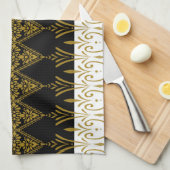 Zwart en goud theedoek (Quarter Fold)