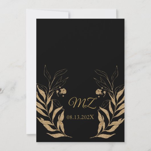 Zwart en goud thema Quinceanera uitnodiging (Achterkant)