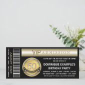 Zwart en Goud Ticket 50ste Verjaardagsfeest Kaart (Staand voorkant)