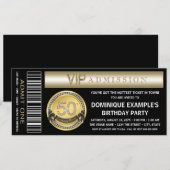 Zwart en Goud Ticket 50ste Verjaardagsfeest Kaart (Voorkant / Achterkant)