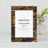 Zwart en Goud Tijger Stripes Bachelorette Party Kaart (Staand voorkant)