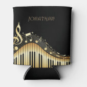 Zwart en goud toetsenbord met muzieknoten blikjeskoeler (Voorkant)