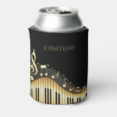 Zwart en goud toetsenbord met muzieknoten blikjeskoeler (Blikje Achterkant)